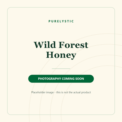 Placeholder graphic for Purelystic Wild Forest Honey, marked photography coming soon. Not the actual product.